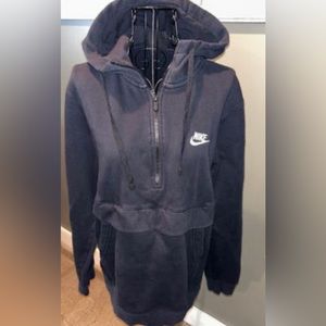 Nike Womens 3/4 Zip Black Hoodie Sweatshirt Small Slightly Faded